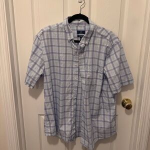 Light Blue and White Plaid Shirt